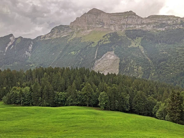 Montanha Plattenberg Acima Vale Oberseetal Masiff Montanha Glarus Alps Nafels — Fotografia de Stock