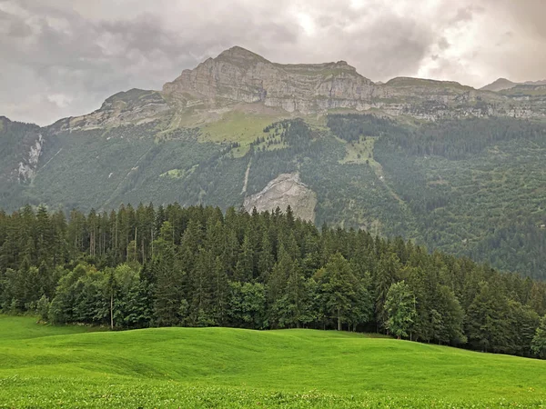 Montanha Plattenberg Acima Vale Oberseetal Masiff Montanha Glarus Alps Nafels — Fotografia de Stock