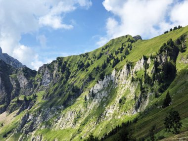 Bockmattlistock dağı Oberseetal vadisi üzerinde ve Glarus alpleri dağ masiff, Nafels (Naefels) - Glarus Kton, İsviçre