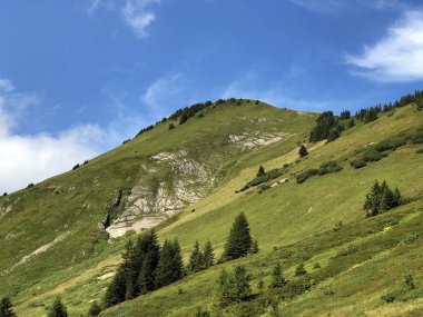 Oberseetal vadisi üzerinde tierberg dağı ve Glarus alpleri dağ masiff, Nafels (Nfels veya Naefels) - Kandto Glarus, İsviçre