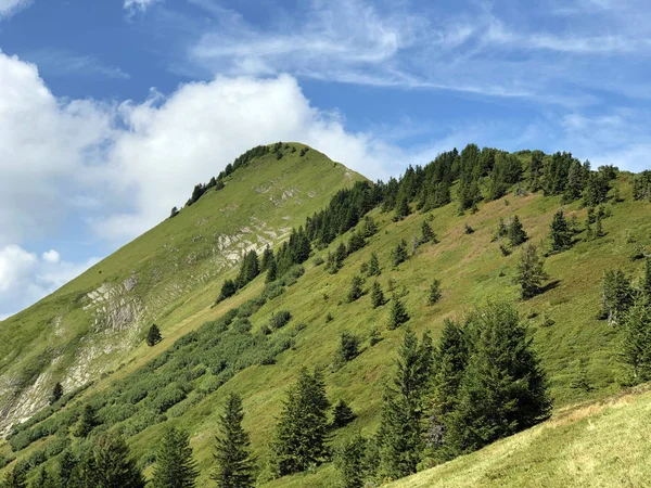 オーバーゼータール渓谷の上とグララスアルプス山脈のマシフ ナフェルス Nfelsまたはネーフェルス のティアベルク山 グララスの広州 スイス — ストック写真