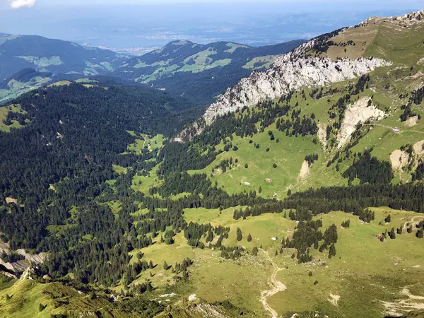 Kilátás Tierberg Felső Felén Oberseetal Völgy Glarus Alpok Hegyen Masiff — Stock Fotó