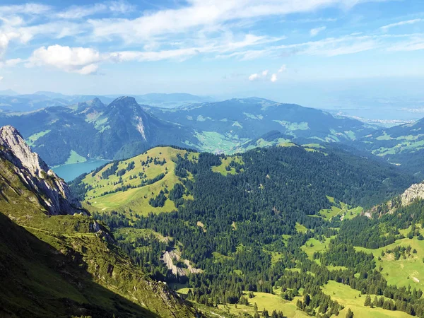 Kilátás Tierberg Felső Felén Oberseetal Völgy Glarus Alpok Hegyen Masiff — Stock Fotó