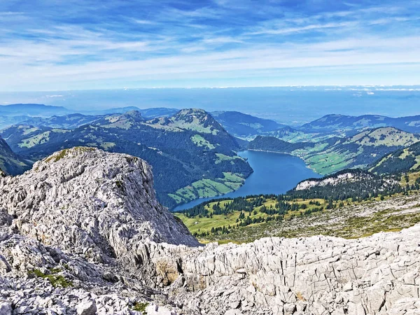 Paysage Alpin Lac Wagitalersee Waegitalersee Dans Vallée Wagital Waegital Innerthal — Photo