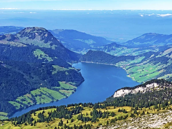 Alpská Krajina Jezera Wagitalersee Waegitalersee Údolí Wagital Waegital Innerthal Kanton — Stock fotografie