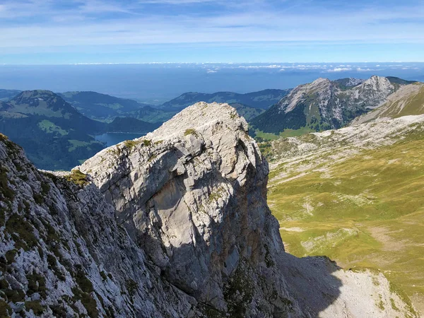 Panorama Summit Mutteristock Situated Alpine Valleys Klontal Kloental Wagital Waegital — Stock Photo, Image