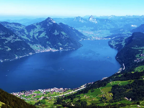 Vista Del Lago Lucerna Lago Vierwaldstaetersee Vierwaldstattersee Los Alpes Suizos — Foto de Stock