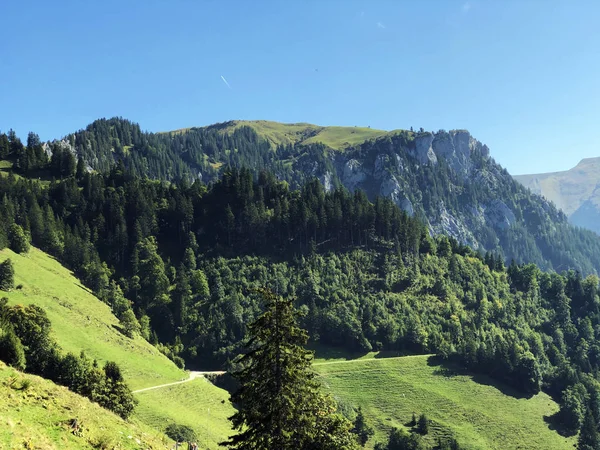 Pico Alpino Pastagem Musenalp Acima Lago Lucerna Lago Vierwaldstaetersee Vierwaldstattersee — Fotografia de Stock