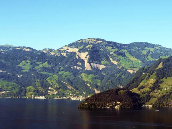 Montaña Dossen Sobre Lago Lucerna Lago Vierwaldstaetersee Vierwaldstattersee Buochs Cantón —  Fotos de Stock