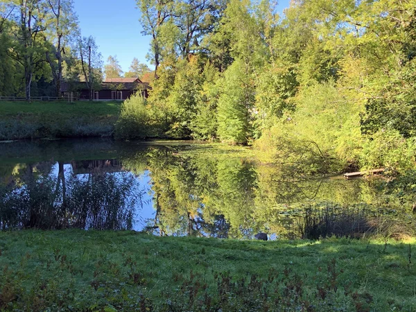 Eichweier Vagy Eichweiher Három Rekreációs Területe Vagy Das Naherholungsgebiet Drei — Stock Fotó