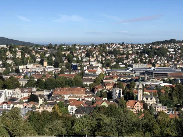 Vista Ciudad Desde Área Recreativa Tres Estanques Gallen Suiza —  Fotos de Stock