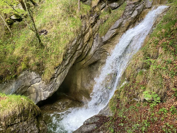 Vodopády Kaskády Alpského Potoka Meisibach Svazích Pohoří Pilatus Alpnach Kanton — Stock fotografie