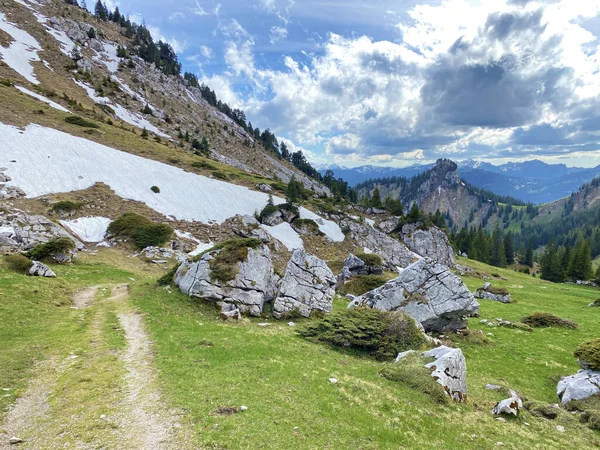 Trails Walking Hiking Sports Recreation Slopes Pilatus Massif Alpine Valleys — Stock Photo, Image