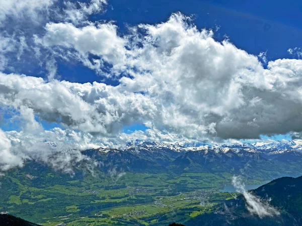 Beautiful Clouds Pilatus Mountain Range Emmental Alps Alpnach Canton Obwalden — Stock Photo, Image