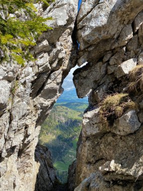 İsviçre 'nin Pilatus ve Alpnach dağlarındaki Widderfeld tepesinin altındaki kayada ve İsviçre' nin Obwalden Kantonu 'nda (Kanton Obwalden, Schweiz)