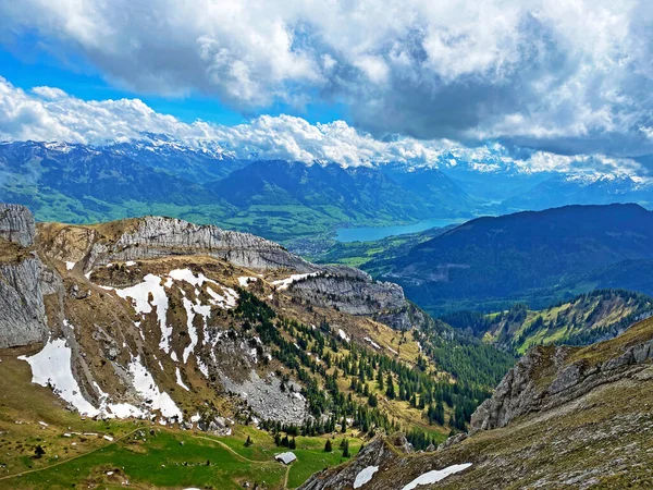 Alpine Peak Ruessiflue Swiss Mountain Range Pilatus Emmental Alps Alpnach — Fotografia de Stock