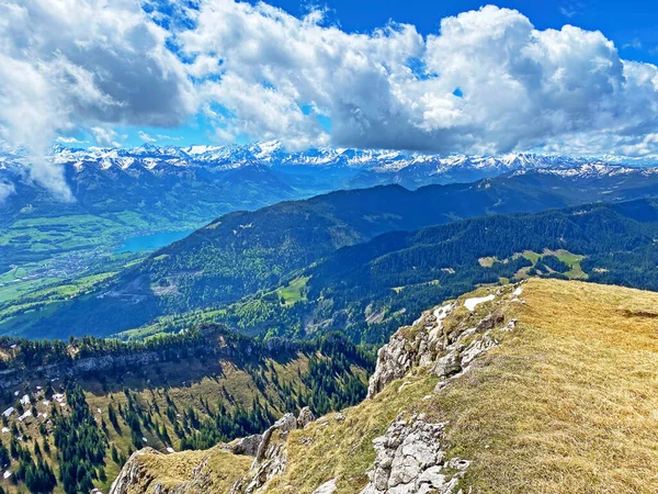 Prachtig Uitzicht Vanaf Bergtop Van Widderfeld Zwitserse Bergketen Pilatus Emmental — Stockfoto