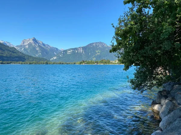 Danau Walensee Antara Pegunungan Churfirsten Dan Lembah Subalpine Seeztal Weesen — Stok Foto