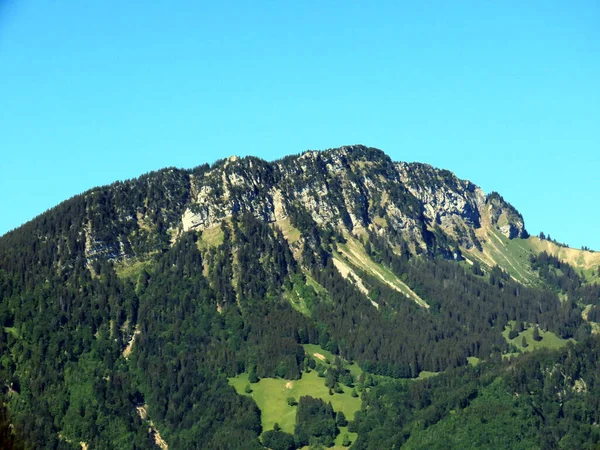 Szczyty Alpejskie Fridlspitz Riseten Nad Jeziorem Walensee Oraz Alpach Schwyz — Zdjęcie stockowe