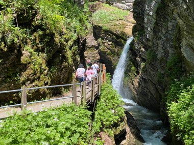 Thur Şelaleleri veya Thurfaelle ya da Thurfalle Thur Nehri üzerinde ve Obertoggenburg bölgesinde, Unterwasser - İsviçre 'nin St. Gallen Kantonu (Schweiz)