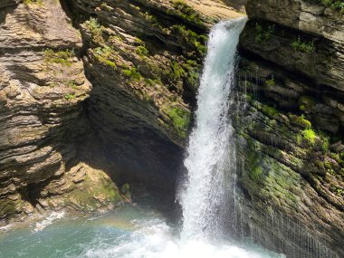 Thur Şelaleleri veya Thurfaelle ya da Thurfalle Thur Nehri üzerinde ve Obertoggenburg bölgesinde, Unterwasser - İsviçre 'nin St. Gallen Kantonu (Schweiz)