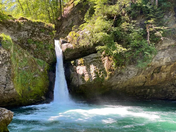 Cascada Superior Giessenfall Der Obere Giessenfall Oder Ober Giessenfall Waterfall — Foto de Stock