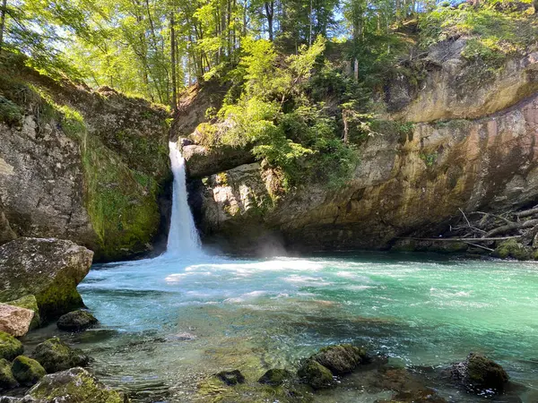 Cascada Superior Giessenfall Der Obere Giessenfall Oder Ober Giessenfall Waterfall — Foto de Stock