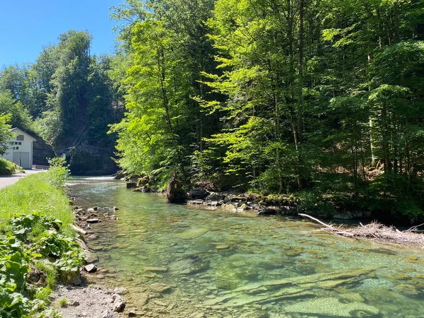 位于Nesslau Krummenau村 Unterwasser定居点和Obertoggenburg地区的Thur河 瑞士圣加仑州 Schweiz Kanton Gallen — 图库照片