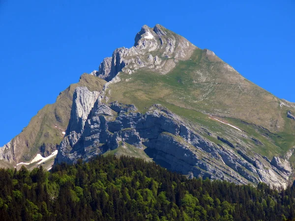 Alpstein山脉和瑞士St Gallen州 Schweiz Kanton Gallen 的Appenzell Alps地块的高山峰 — 图库照片