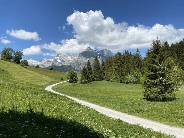 Trails for walking, hiking, sports and recreation in the Thur river valley and in Obertoggenburg region, Wildhaus - Canton of St. Gallen, Switzerland (Kanton St. Gallen, Schweiz)