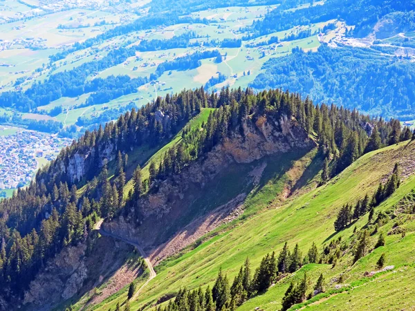 Alpejskie Wzgórze Górskie Hoernli Lub Hornli Szwajcarskim Paśmie Górskim Pilatus — Zdjęcie stockowe