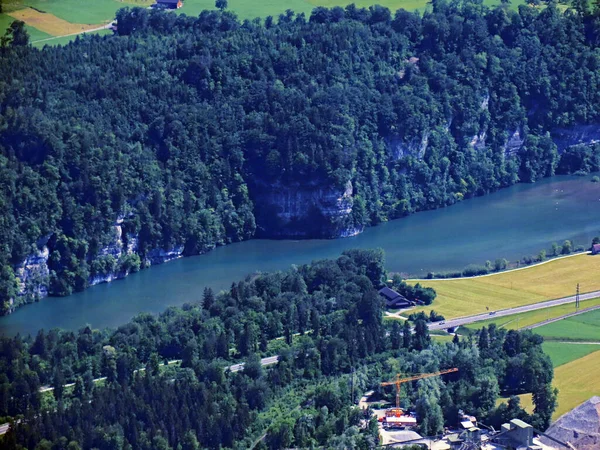 Vista Lago Wichelsee Partir Cordilheira Pilatus Nos Alpes Emmental Alpnach — Fotografia de Stock