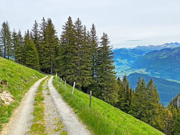 Trails for walking, hiking, sports and recreation on the slopes of the Pilatus massif and in the alpine valleys at the foot of the mountain, Alpnach - Canton of Obwalden, Switzerland (Kanton Obwalden, Schweiz)