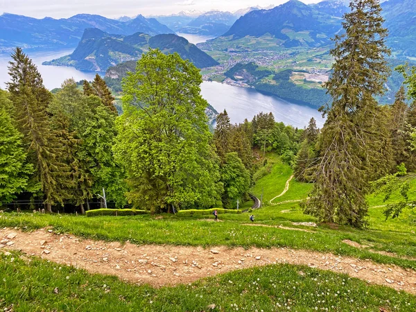 Trails for walking, hiking, sports and recreation on the slopes of the Pilatus massif and in the alpine valleys at the foot of the mountain, Alpnach - Canton of Obwalden, Switzerland (Kanton Obwalden, Schweiz)