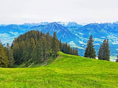 Dağların eteklerinde ve dağların eteklerindeki dağlık vadilerde Alpnach - Obwalden Kantonu, İsviçre (Kanton Obwalden, Schweiz)