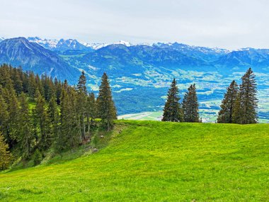 Dağların eteklerinde ve dağların eteklerindeki dağlık vadilerde Alpnach - Obwalden Kantonu, İsviçre (Kanton Obwalden, Schweiz)