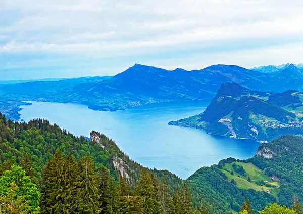 Vue Lac Des Quatre Cantons Vierwaldstaettersee Vierwaldsattersee Depuis Massif Pilatus — Photo