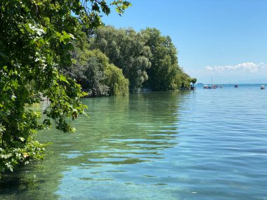 Constance Gölü 'nün Mainau Adası' ndaki manzarası (Constance Gölü 'ndeki Çiçek Adası Mainau veya Blumeninsel im Bodensee' deki Die) - Constance, Almanya / Konstanz, Deutschland