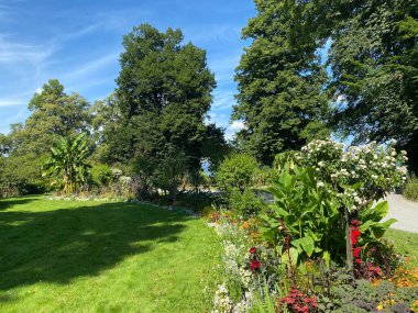Constance Gölü veya Landschaft der Blumeninsel im Bodensee - Constance, Almanya / Konstanz, Deutschland