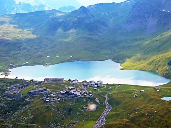 Lago Alpino Melchsee Lago Melch Maciço Montanhoso Uri Alps Kerns — Fotografia de Stock