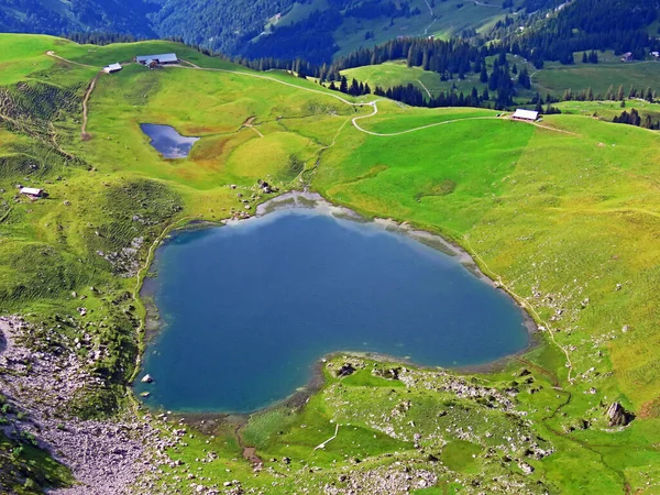 瑞士奥瓦尔德州Sachseln市Uri Alps山区地块的高山湖Seefeldsee或Seefeld湖 Kanton Obwalden Schweiz — 图库照片