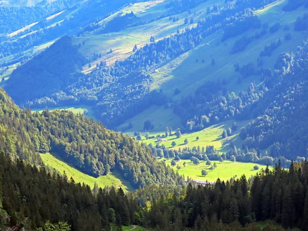 瑞士奥瓦尔德州 Kanton Obwalden Schweiz 位于格罗斯梅尔恰河沿岸的阿尔卑斯山谷和乌里阿尔卑斯山山区地块 — 图库照片