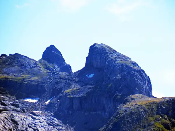 Klippiga Bergstoppar Bergskedjan Uri Alperna Engelberg Kanton Obwald Schweiz Kanton — Stockfoto