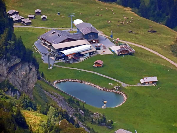 Kleine Kunstmatige Meren Van Waterkrachtcentrales Alpendalen Gadmertal Gntel Gaentel Innertkirchen — Stockfoto