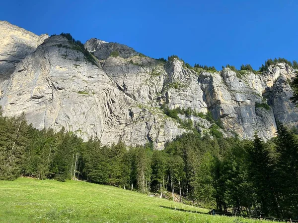 Cheselenflue Alpský Útes Nad Údolím Melchtal Pohoří Uri Alpy Melchtal — Stock fotografie