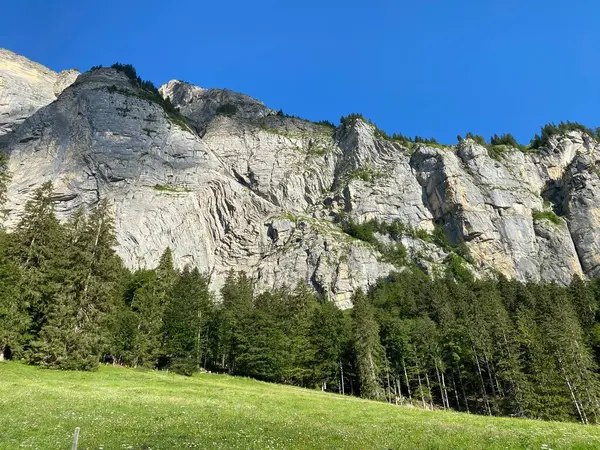 Cheselenflue Alpine Klif Boven Het Melchtal Dal Het Uri Alpen — Stockfoto