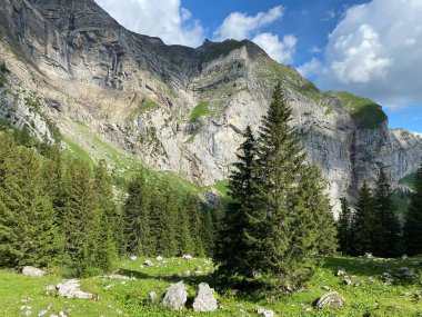 Alp zirvesi Schnidengraetli (veya Schnidengratli) Melchtal vadisinde ve Uri Alpleri dağ kitlesi, Melchtal - İsviçre Obwald Kantonu (Kanton Obwalden, Schweiz)
