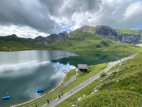 Den Alpina Sjön Melchsee Eller Melchsjön Bergsmassivet Uri Alperna Kerns — Stockfoto