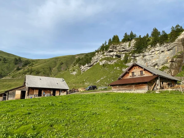 伝統的な農村建築とウリ アルプス山脈の家族の家畜農場の大規模な オバルドのカントン スイス カントンObwalden スイス — ストック写真