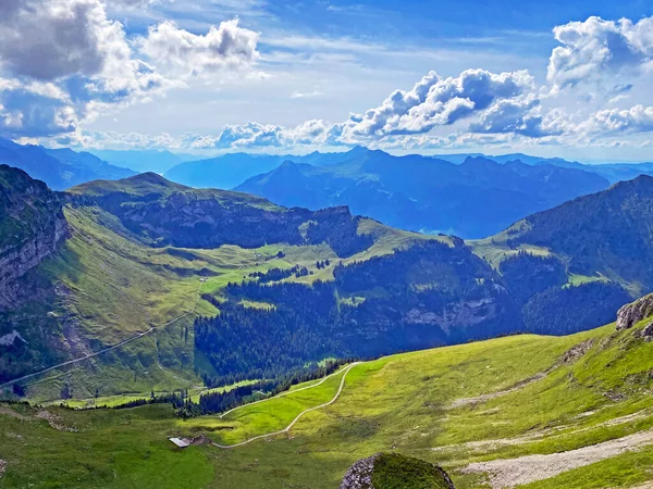 Alpské Louky Pastviny Svazích Pohoří Uri Alpy Melchtal Kanton Obwald — Stock fotografie